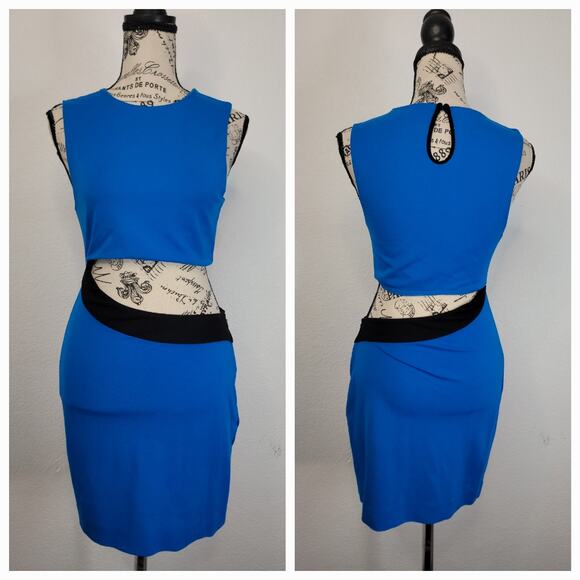 Nbd Cobalt Blue Cutout Mini Dress Size Medium Bodycon Going Out Club - Picture 1 of 10